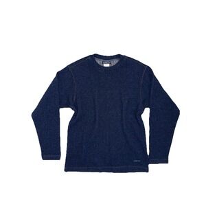 Patagonia Navy Blue Round Neck Wool Blend Pullover Sweater Men's Size M VTG 98'